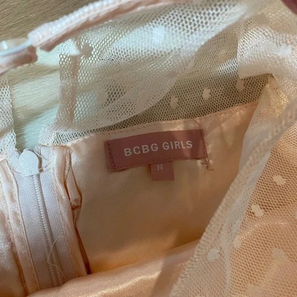 BCBG girls lace puff sleeve pink dress - Picture 5 of 8